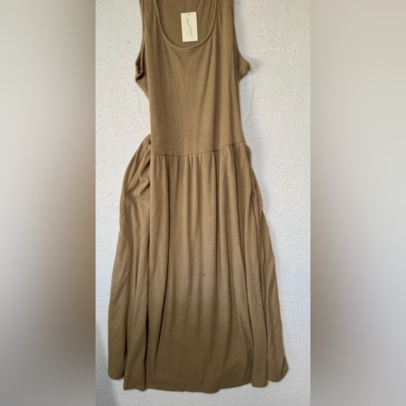Universal thread brown, ribbed maxi dress sleeveless tank flowy casual  2X plus - Picture 6 of 7